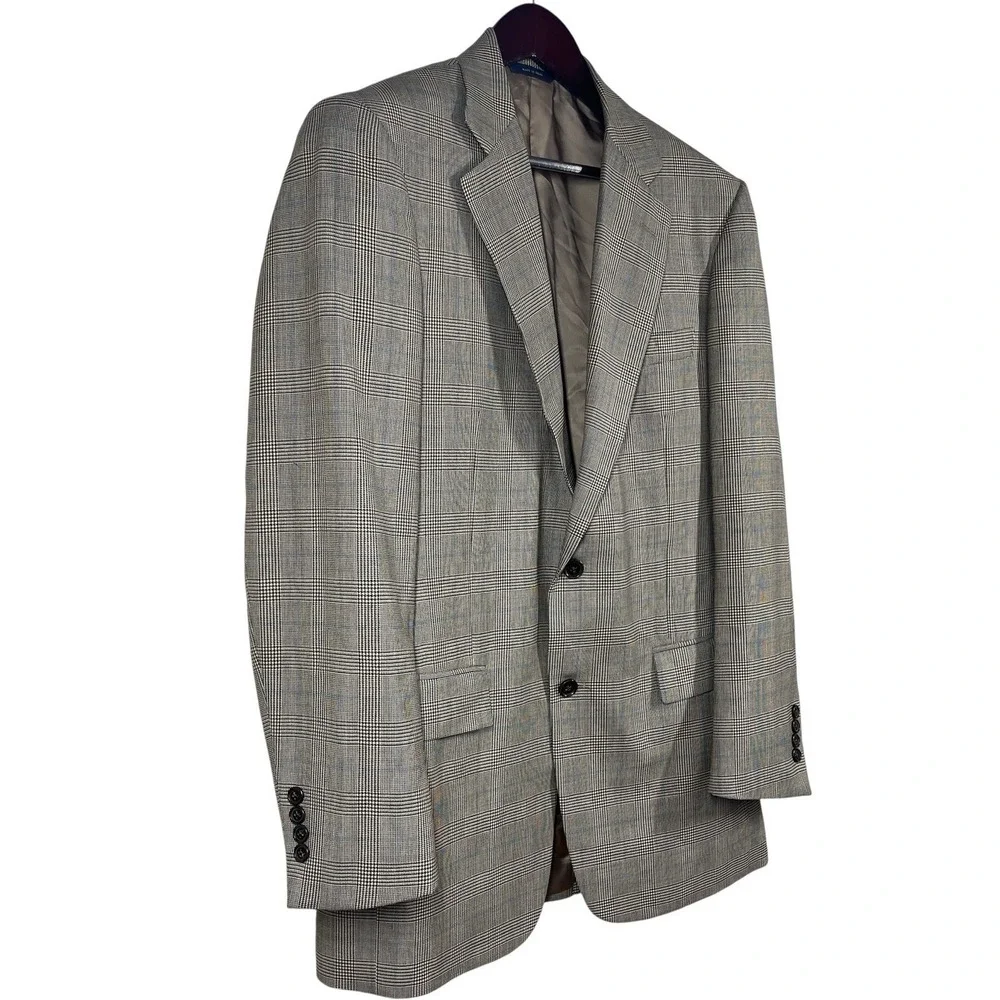 Brooks Brothers 1818 Madison Wool Sport Coat 39L Tan Glen Check Blazer Jacket